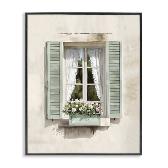Stupell Industries Traditional French Cafe Window Curtains Black Framed Giclee Art, 11 x 14, by LSR Design Studio