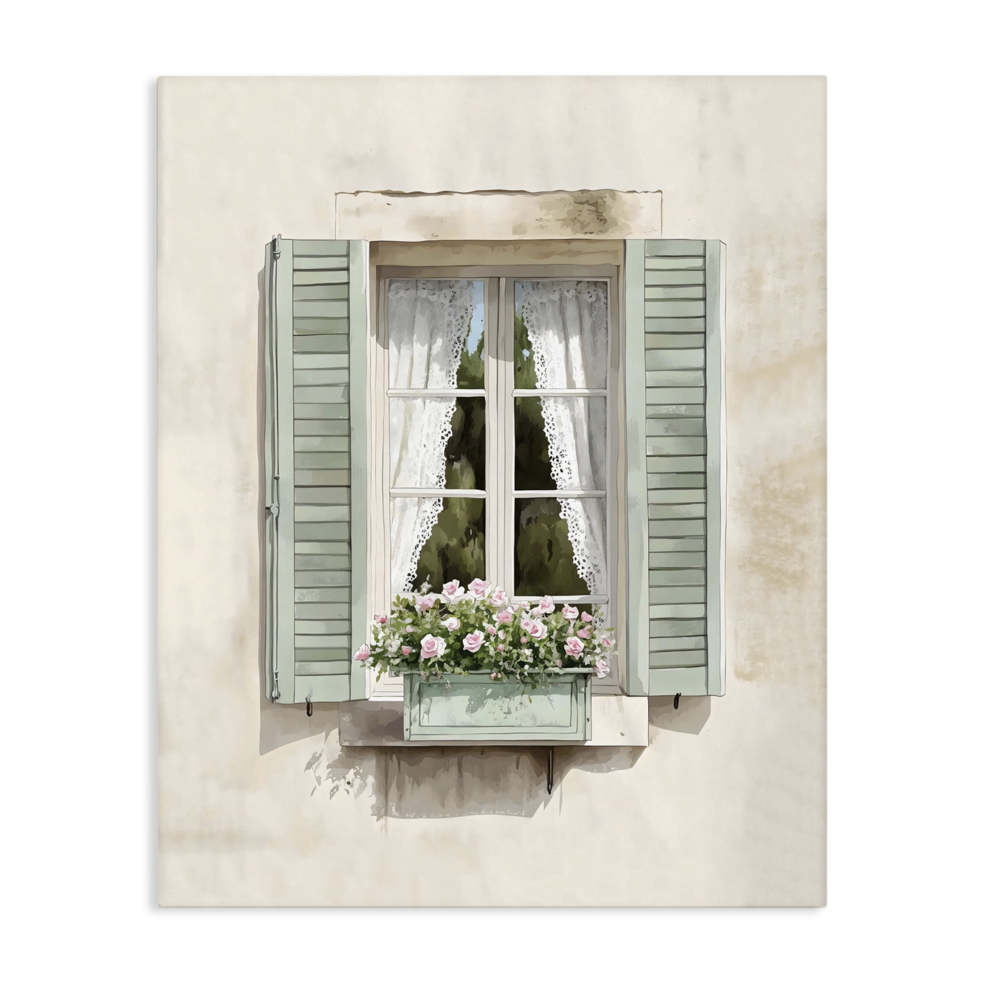 Stupell Industries French Cafe Window Curtains Canvas Wall Art, design by LSR Design Studio
