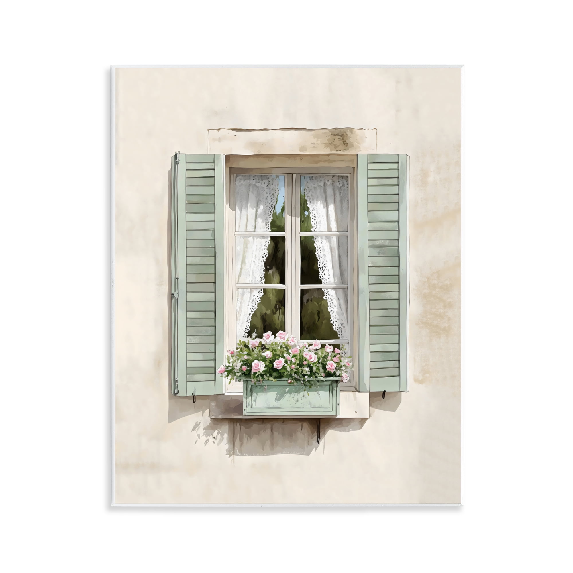 Stupell Industries French Cafe Window Curtains Wall Plaque Art, design by LSR Design Studio