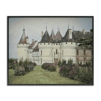 Stupell Industries French Castle Landmark Buildings & Architecture Painting Black Framed Art Print Wall Art, 14 x 11