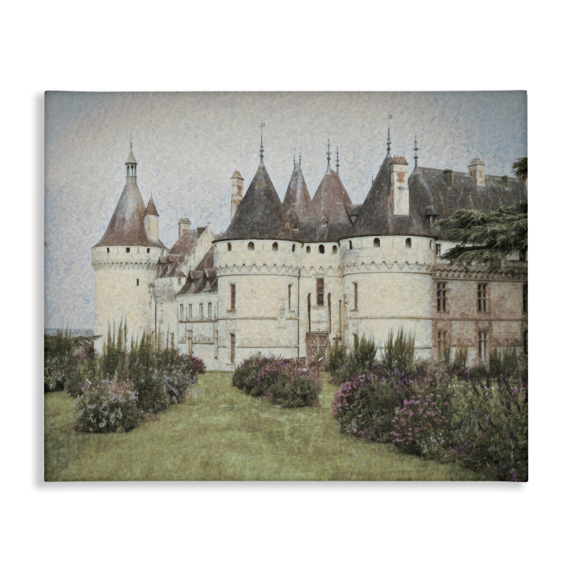 Stupell Industries French Castle Landmark Buildings & Architecture Painting Wrapped Canvas Art Print Wall Art, 30 x 24