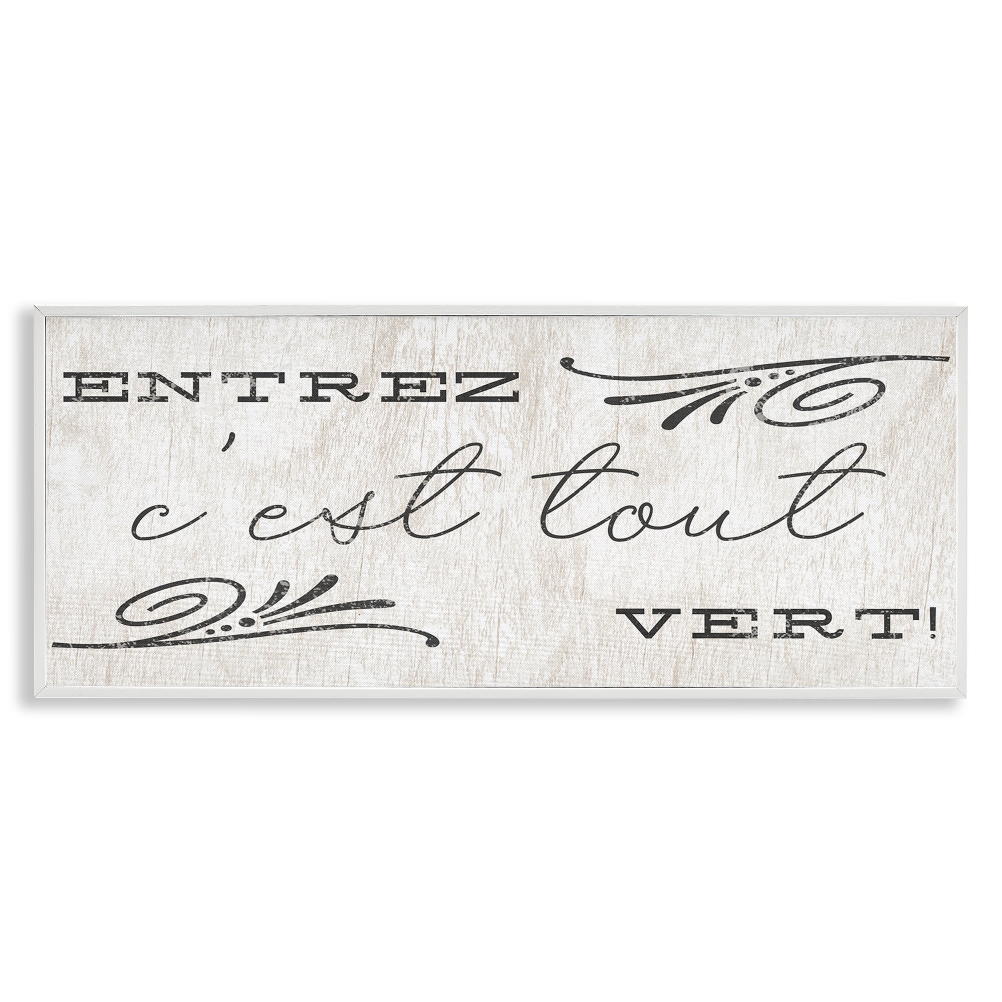 Stupell Industries French Come In Phrase Text & Numbers Painting White Framed Art Print Wall Art, 30 x 13
