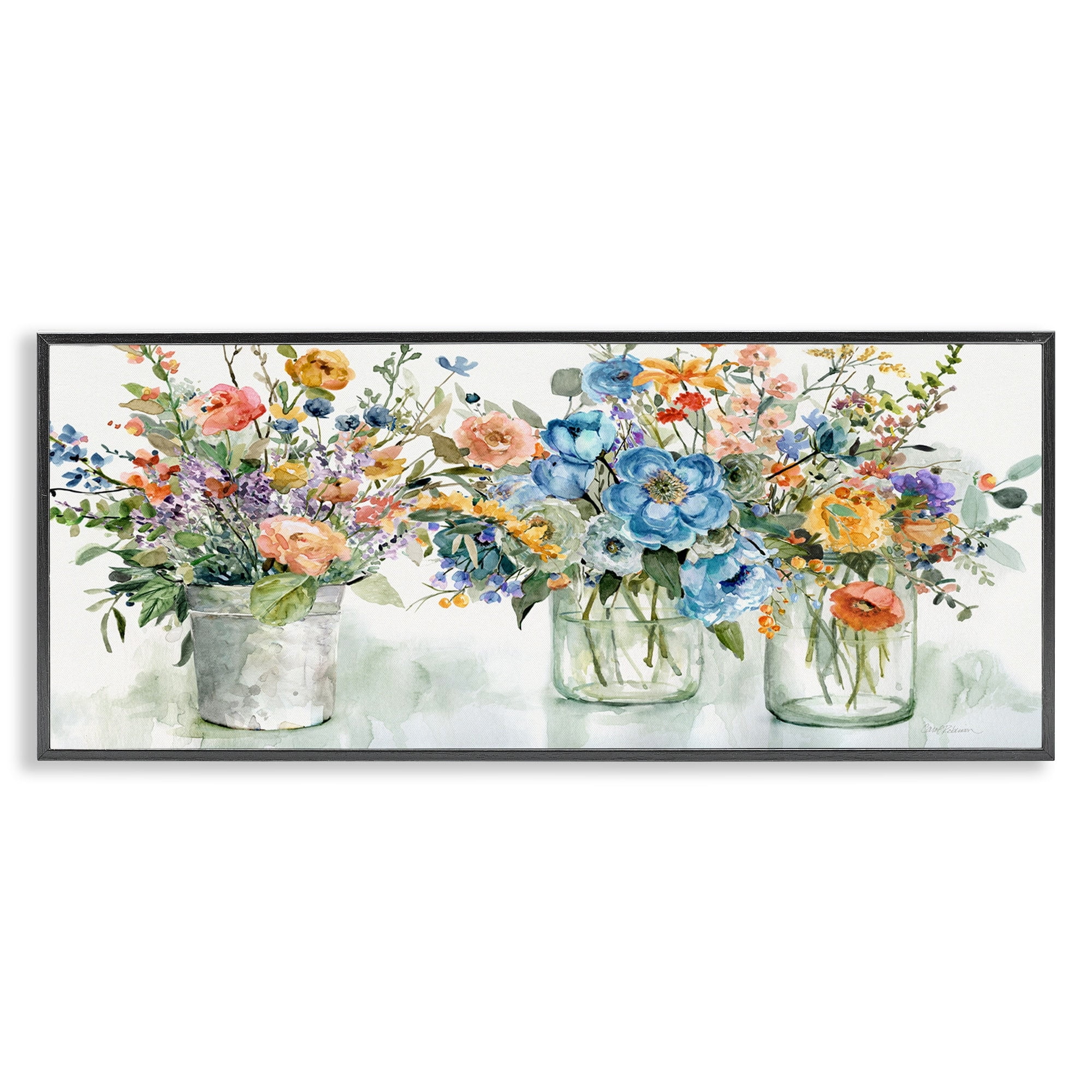 Stupell Industries French Cottage Mason Glass Jar Flower Arrangement Bouquet,30 x 13, Design by Carol Robinson