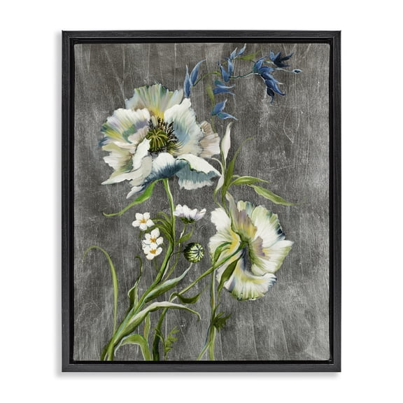 Stupell Industries French Country Blooming White Flowers Black Floating Frame Canvas Art, 17 x 21, by Liz Jardine