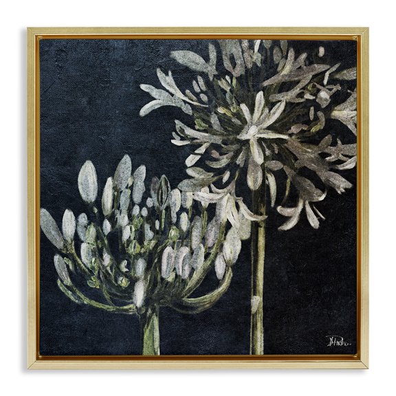 Stupell Industries French Country Blooming White Herbs Gold Floating Frame Canvas Art, 18 x 18, by Patricia Pinto
