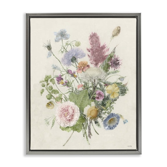 Stupell Industries French Country Botanical Gathering Cluster Gray Floating Frame Canvas Art, 25 x 31, by Amber Sterling