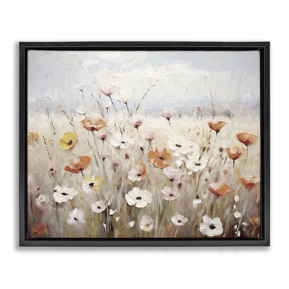Stupell Industries French Country Charming Flower Meadow Black Floating Frame Canvas Art, 21 x 17, by Ramona Murdock