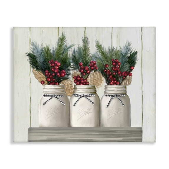 Stupell Industries French Country Christmas Berry Bouquets Canvas Art, 20 x 16, by Ziwei Li