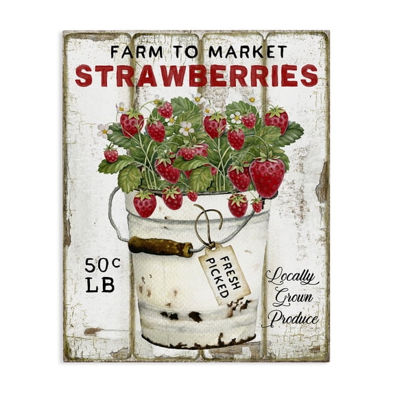 Stupell Industries French Country Farm To Market Strawberries Canvas Art, 16 x 20, by Creatif Belle