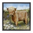 thumbnail image 1 of Stupell Industries French Country Floral Pasture Highland Cow Black Floating Frame Canvas Art, 18 x 18, by Susan Winget, 1 of 7