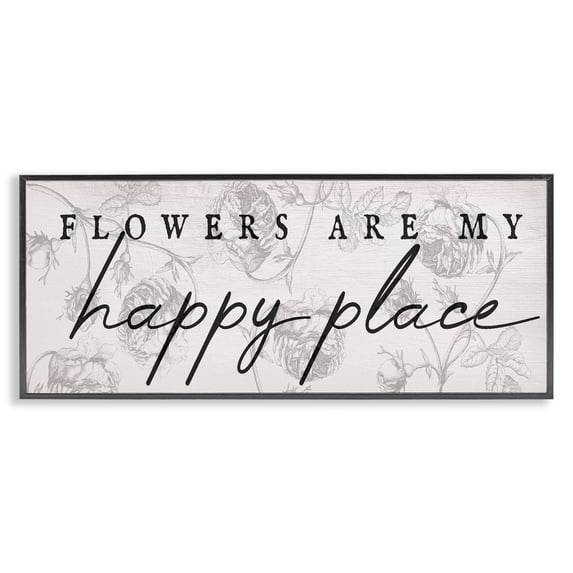 Stupell Industries French Country Flowers Are Happy Place Black Framed Giclee Art, 24 x 10, by Lil' Rue