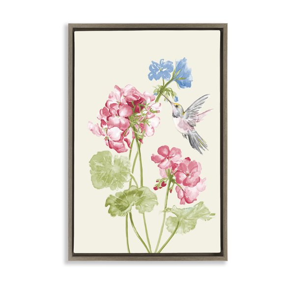 Stupell Industries French Country Geraniums In Bloom Brown Floating Frame Canvas Art, 17 x 25, by Patricia Pinto
