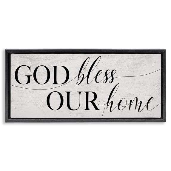 Stupell Industries French Country God Bless Our Home Phrase Black Floating Frame Canvas Art, 25 x 11, by Lil' Rue
