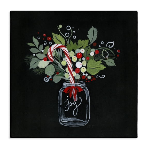 Stupell Industries French Country Joy Candy Cane Jar Canvas Art, 17 x 17, by Janet Tava