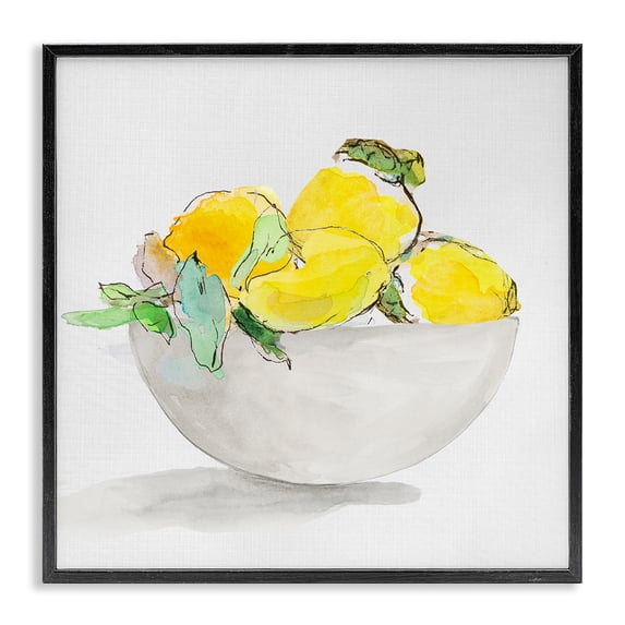 Stupell Industries French Country Lemon Bowl Black Framed Giclee Art, 24 x 24, by Lanie Loreth