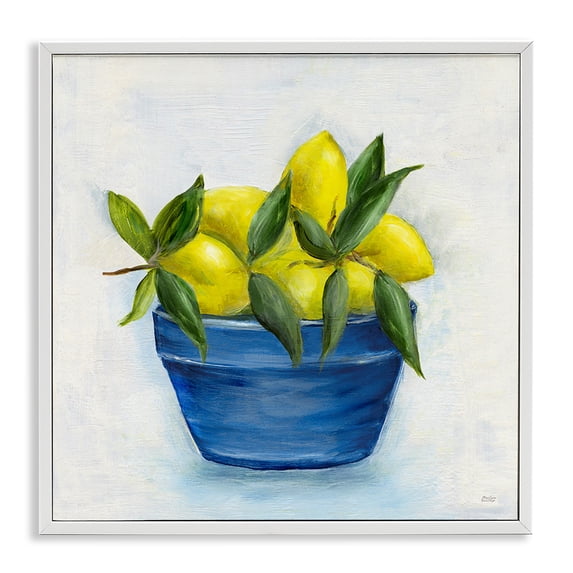 Stupell Industries French Country Lemons in Country Bowl White Framed Giclee Art, 24 x 24, by Marilyn Dunlap