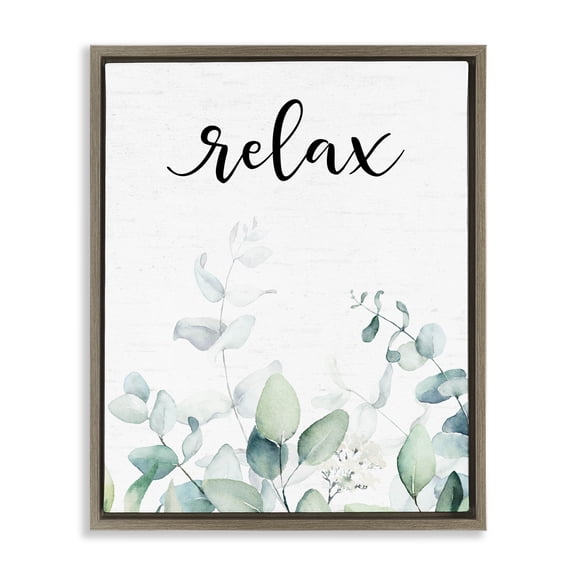 Stupell Industries French Country Relax Leafy Herbs Brown Floating Frame Canvas Art, 25 x 31, by Lettered and Lined
