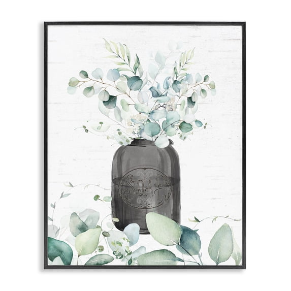Stupell Industries French Country Soap Jar & Eucalyptus Black Framed Giclee Art, 11 x 14, by Lettered and Lined
