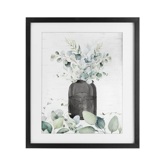 Stupell Industries French Country Soap Jar & Eucalyptus Black Framed Print Under Glass, 13 x 16, by Lettered and Lined