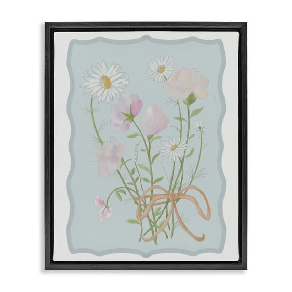 Stupell Industries French Country Spring Cottage Clippings Black Floating Frame Canvas Art, 17 x 21, by Leslie Hermosa