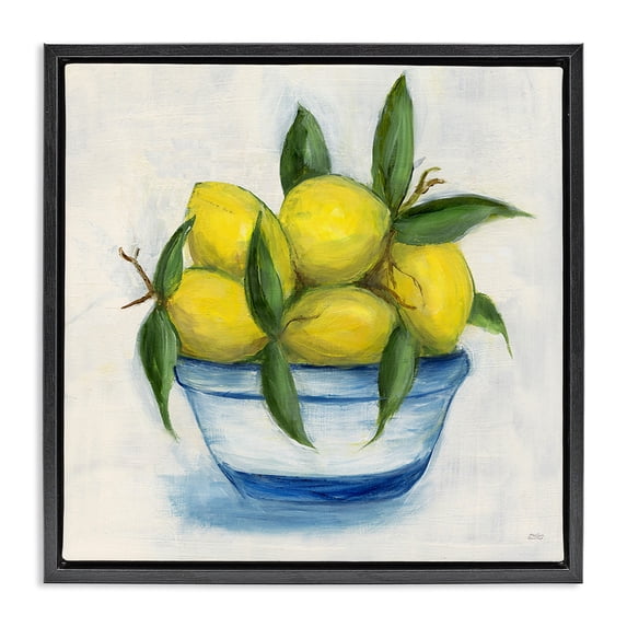 Stupell Industries French Country Traditional Lemons Black Floating Frame Canvas Art, 25 x 25, by Marilyn Dunlap