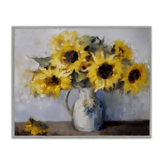 Stupell Industries French Country Traditional Sunflower Bouquet Gray Framed Giclee Art, 20 x 16, by Ziwei Li