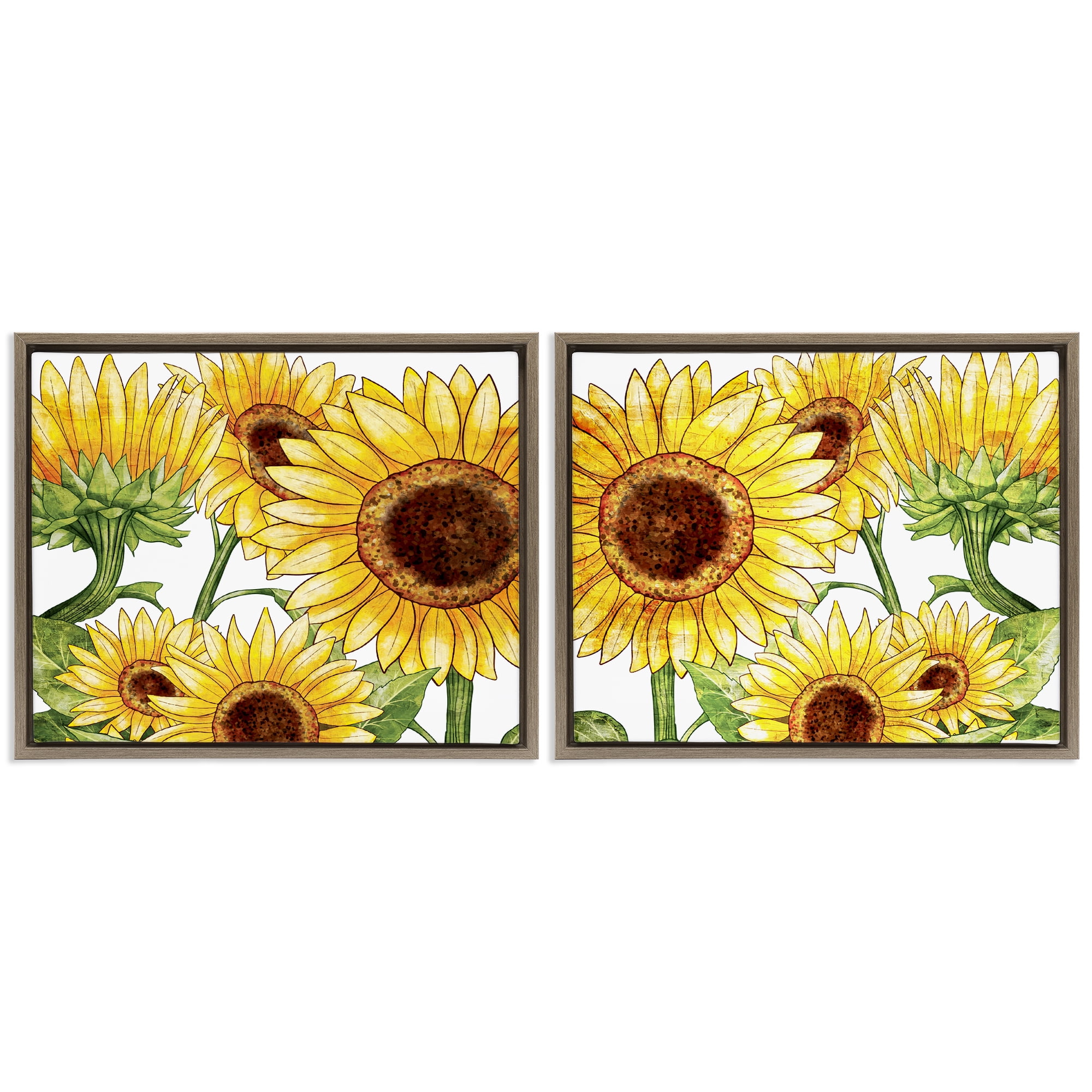 Stupell Industries French Country Warm Blossoms Yellow Sunflowers Brown ...