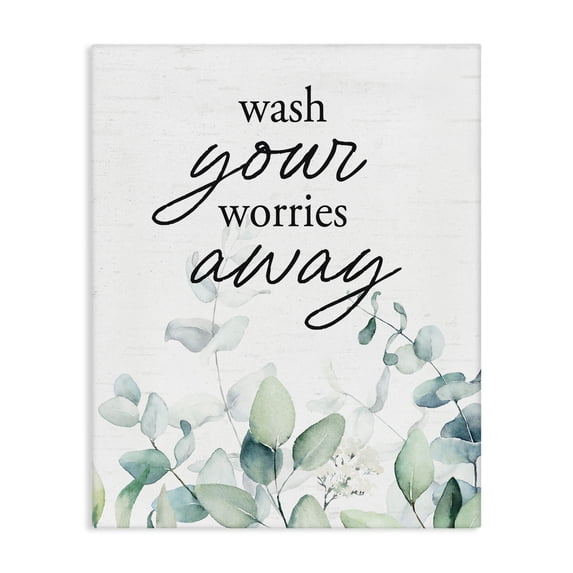 Stupell Industries French Country Wash Worries Away Herb Leaves Canvas Art, 16 x 20, by Lettered and Lined