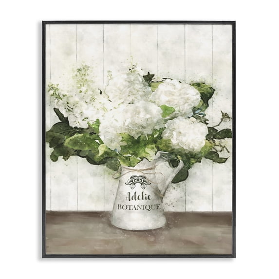 Stupell Industries French Country White Hydrangeas Botanique Black Framed Giclee Art, 11 x 14, by Ziwei Li