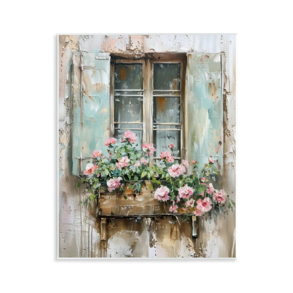 Stupell Industries French Country Window Floral Painting Unframed Art Print Wall Art, 11 x 14