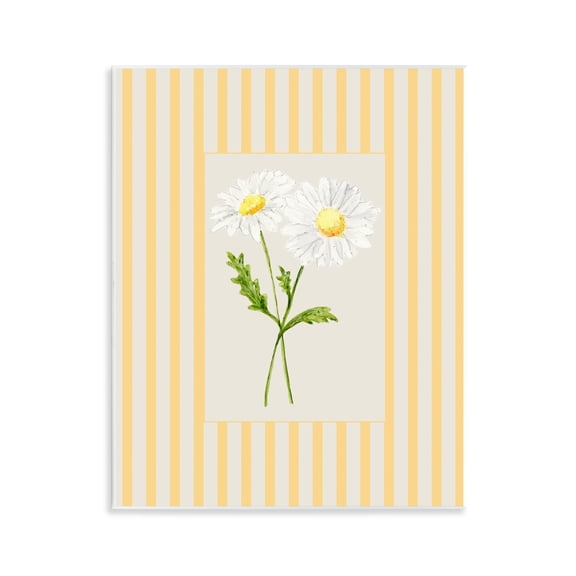 Stupell Industries French Country Yellow Stripe Daisy Wall Plaque Art, 11 x 14, by Lisa Wehmeyer