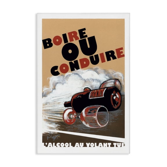 Stupell Industries French Don't Drink & Drive Quotes and Sayings Painting Wrapped Canvas Canvas Art Print Wall Art, 24 x 36