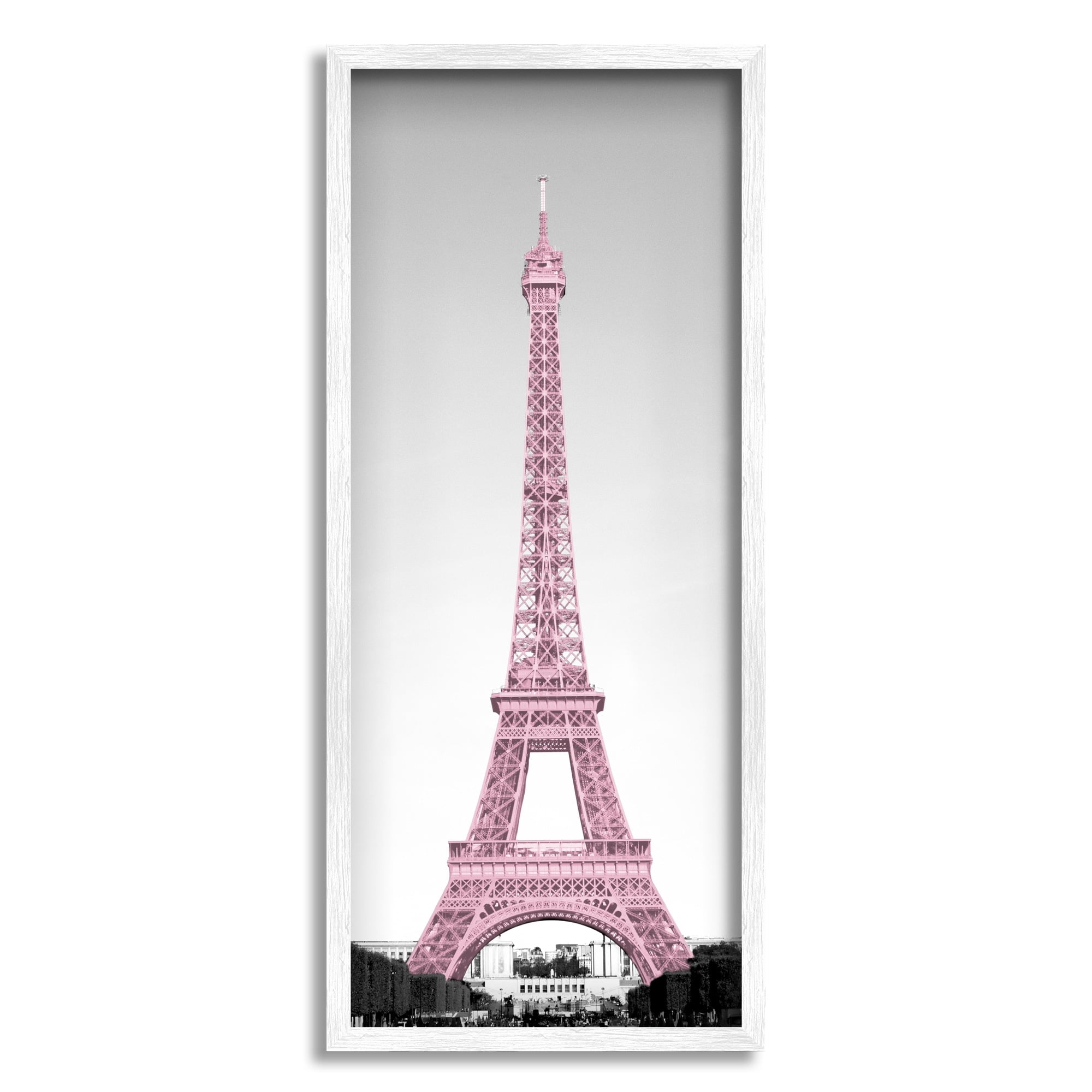 Stupell Industries French Eiffel Tower Landmark Photography Pink Parisian Pop, 10 x 24, Design by Emily Navas
