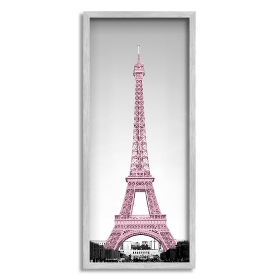 Stupell Industries French Eiffel Tower Landmark Photography Pink Parisian Pop, 10 x 24, Design by Emily Navas