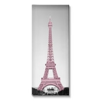 Stupell Industries French Eiffel Tower Landmark Photography Pink Parisian Pop, 13 x 30, Design by Emily Navas