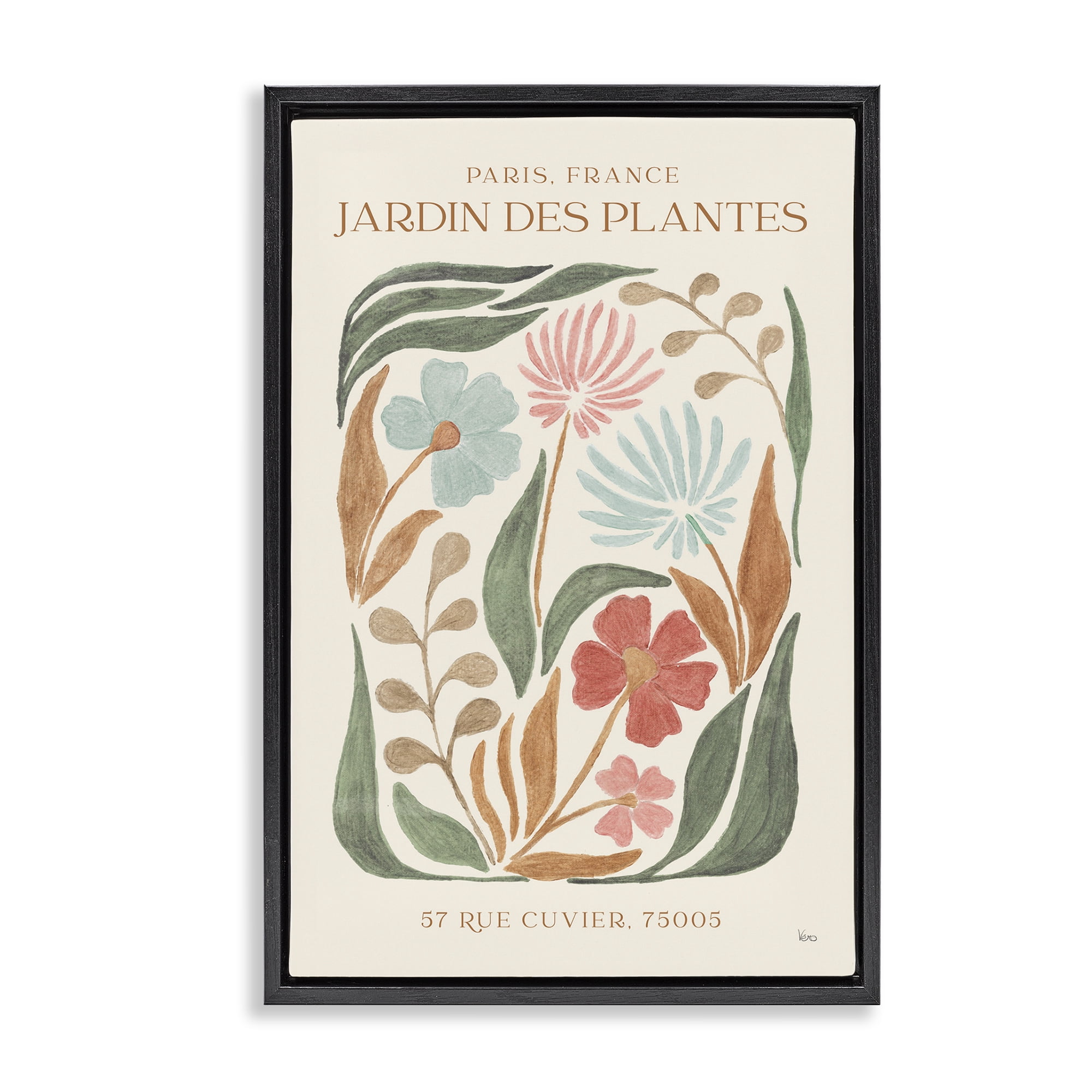 Stupell Industries French Exhibition Florals Botanical & Floral Painting Black Floater Framed Art Print Wall Art, 17 x 25