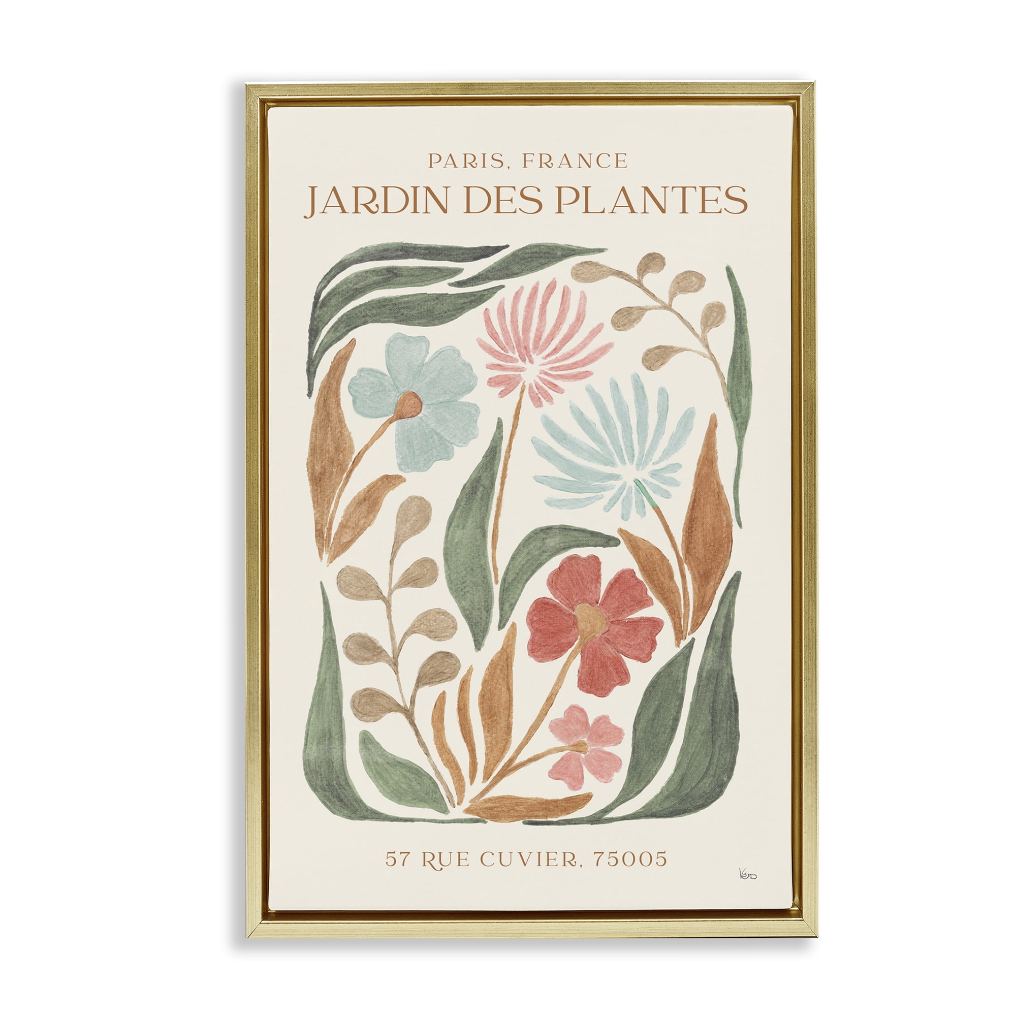 Stupell Industries French Exhibition Florals Botanical & Floral Painting Gold Floater Framed Art Print Wall Art, 17 x 25