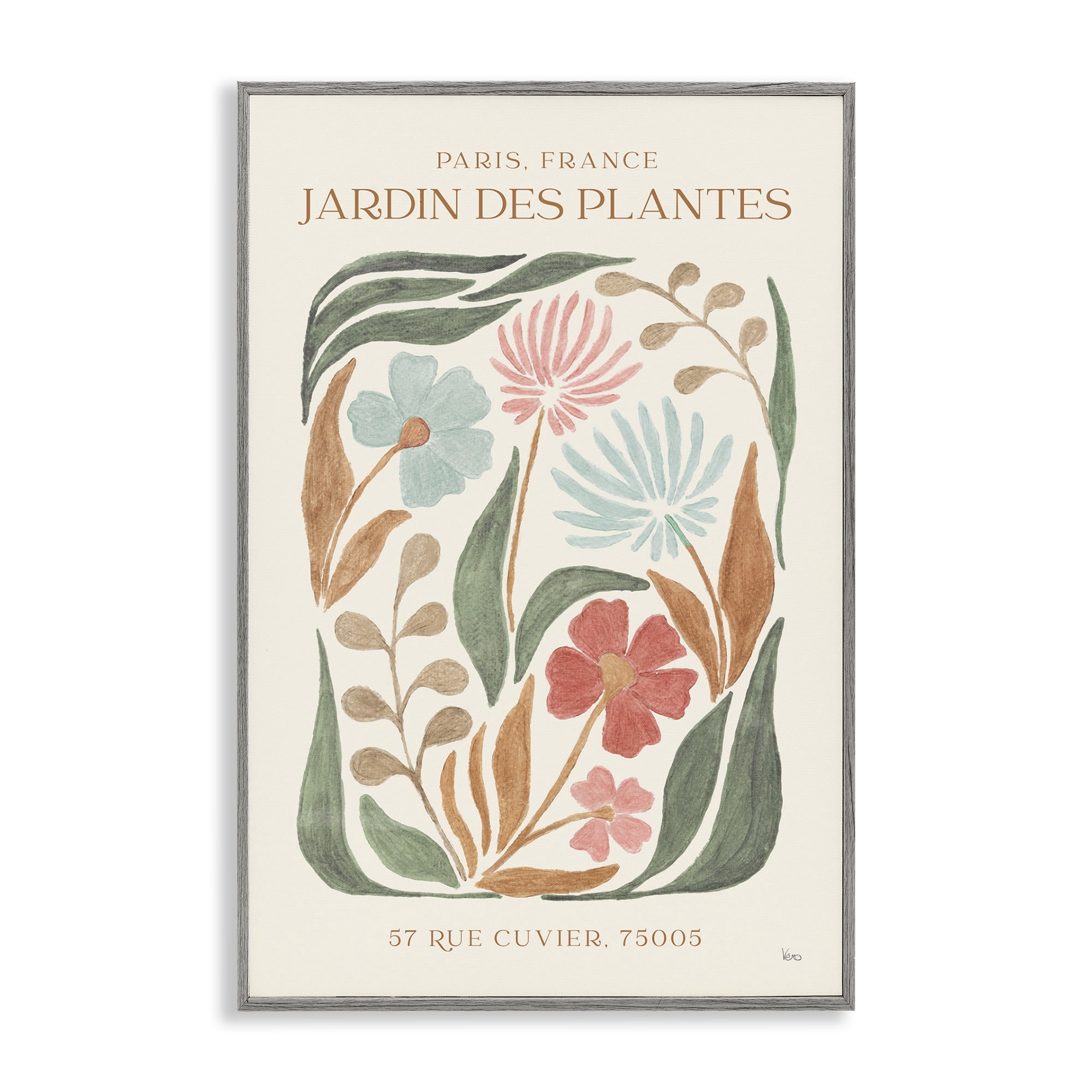 Stupell Industries French Exhibition Florals Botanical & Floral Painting Gray Framed Art Print Wall Art, 16 x 24