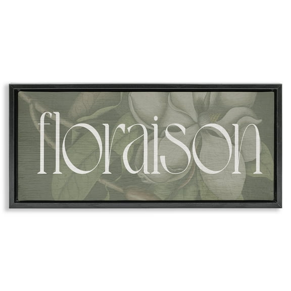 Stupell Industries French Floraison Bloom Black Framed Floater Canvas Wall Art design by Lil' Rue, 11 x 25