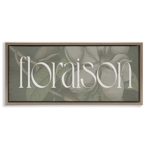 Stupell Industries French Floraison Bloom Brown Framed Floater Canvas Wall Art design by Lil' Rue, 14 x 31