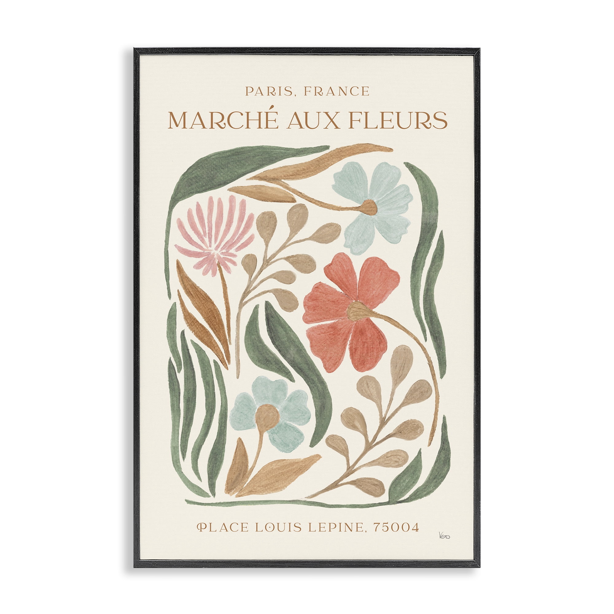 Stupell Industries French Floral Painting Botanical & Floral Painting Black Framed Art Print Wall Art, 20 x 30