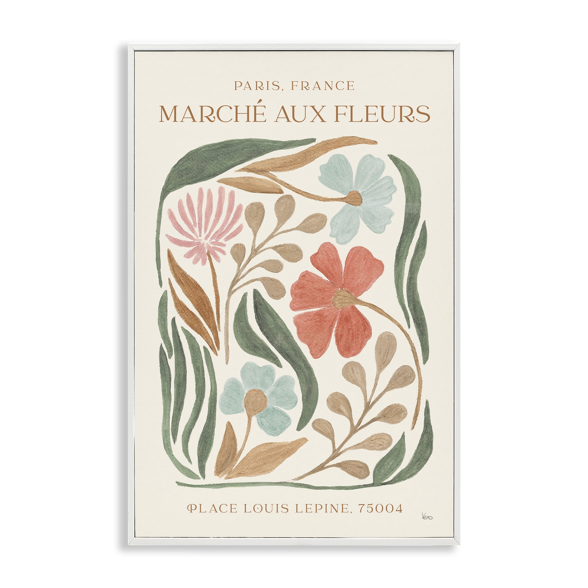 Stupell Industries French Floral Painting Botanical & Floral Painting White Framed Art Print Wall Art, 12 x 18