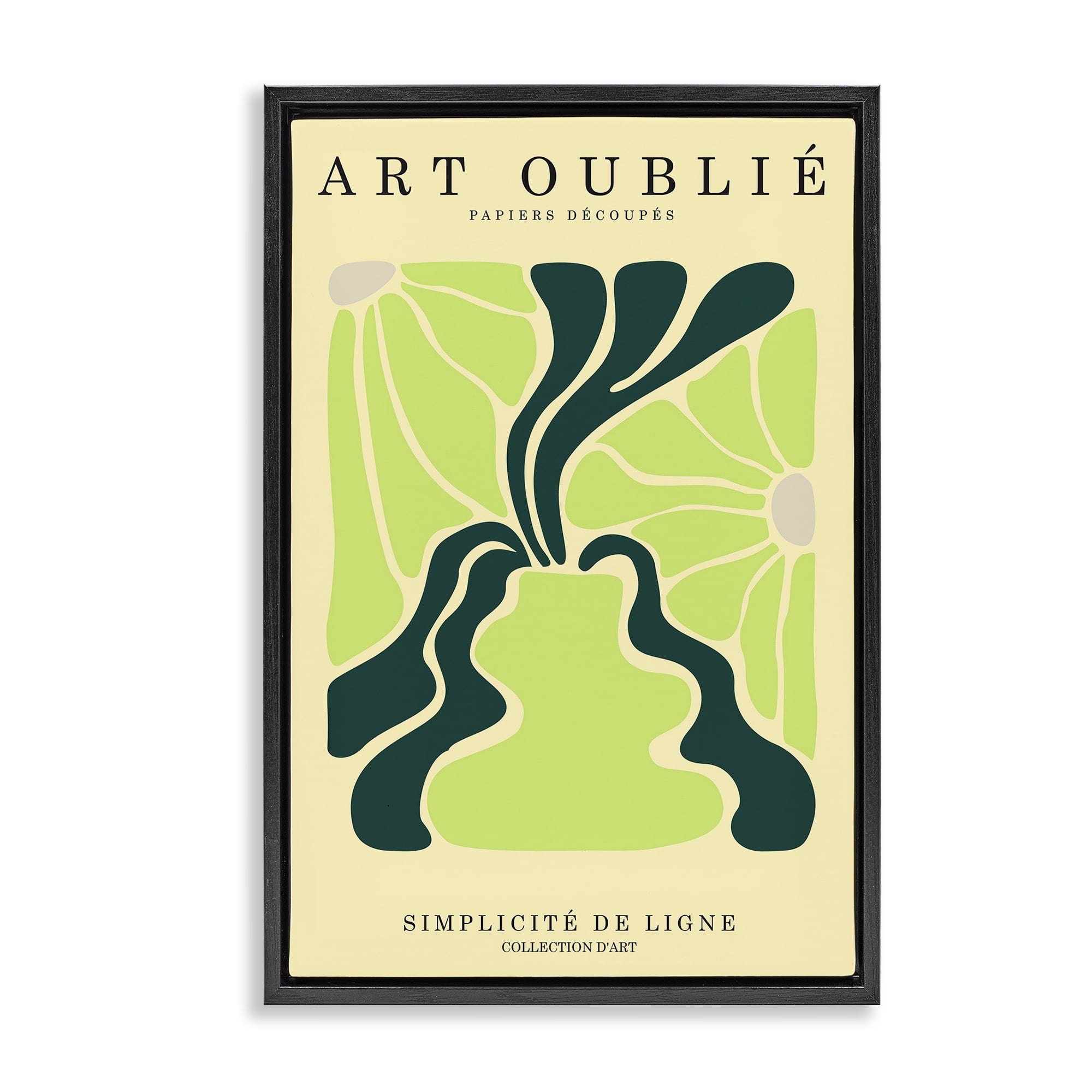 Stupell Industries French Floral Poster Typography Painting Black Floater Framed Art Print Wall Art, 17 x 25