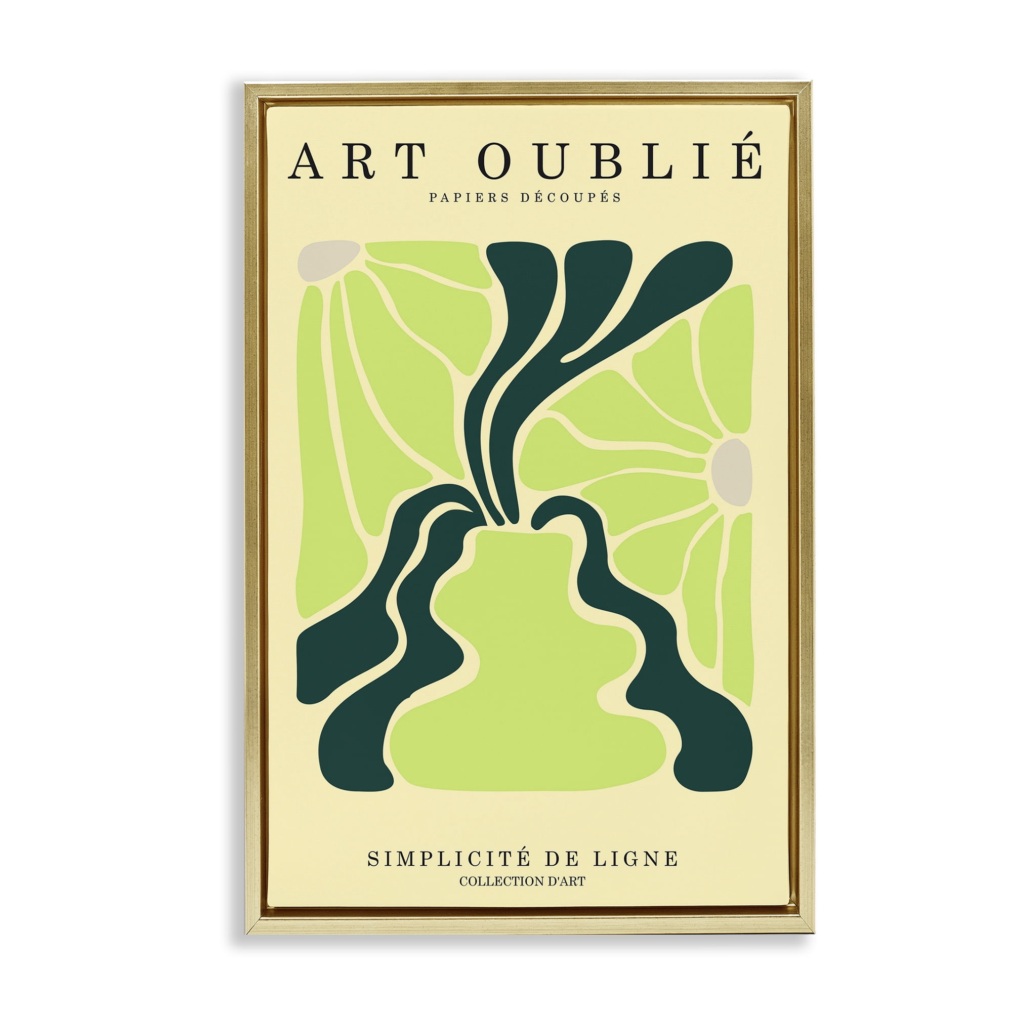 Stupell Industries French Floral Poster Typography Painting Gold Floater Framed Art Print Wall Art, 21 x 31