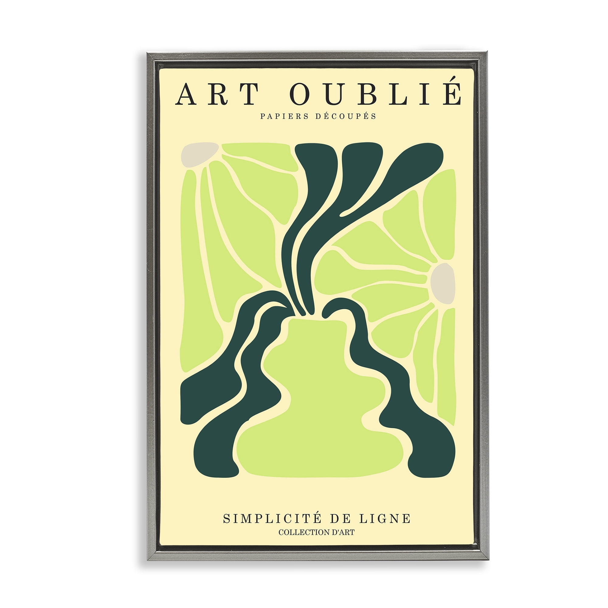 Stupell Industries French Floral Poster Typography Painting Gray Floater Framed Art Print Wall Art, 21 x 31
