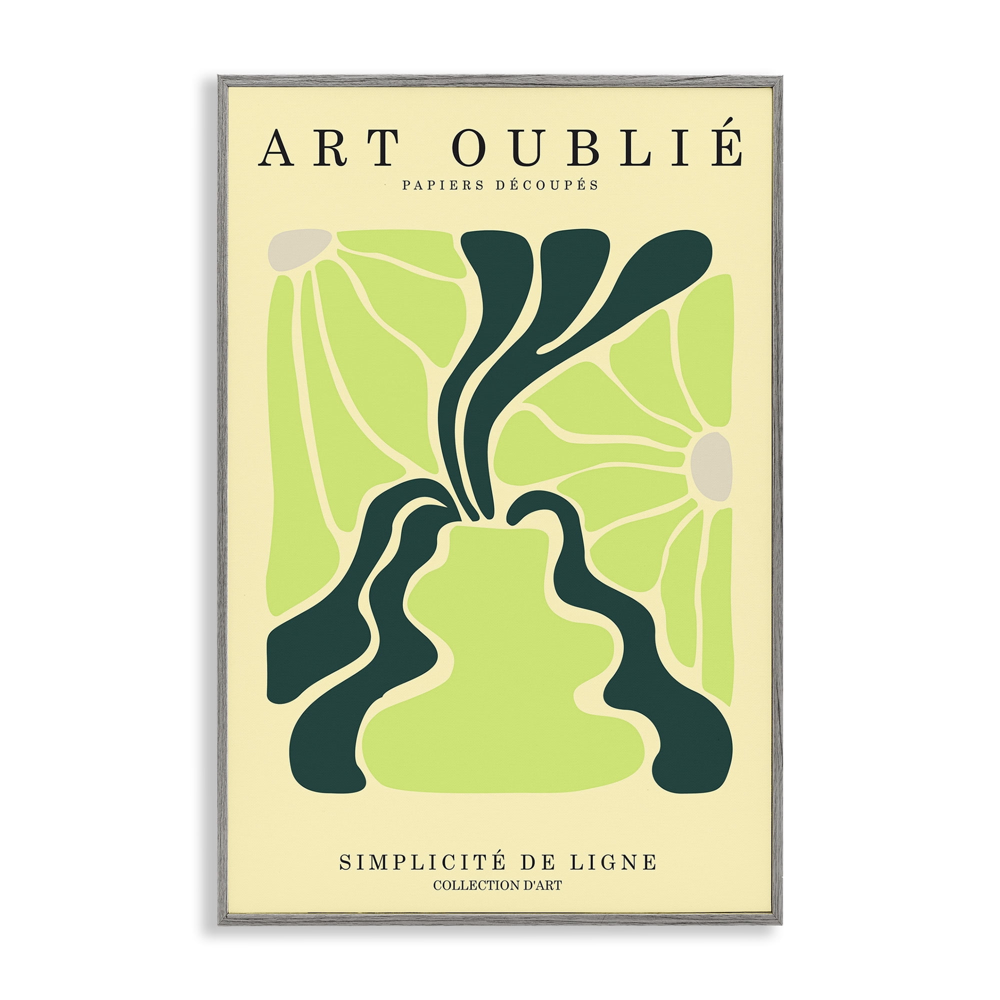 Stupell Industries French Floral Poster Typography Painting Gray Framed Art Print Wall Art, 20 x 30