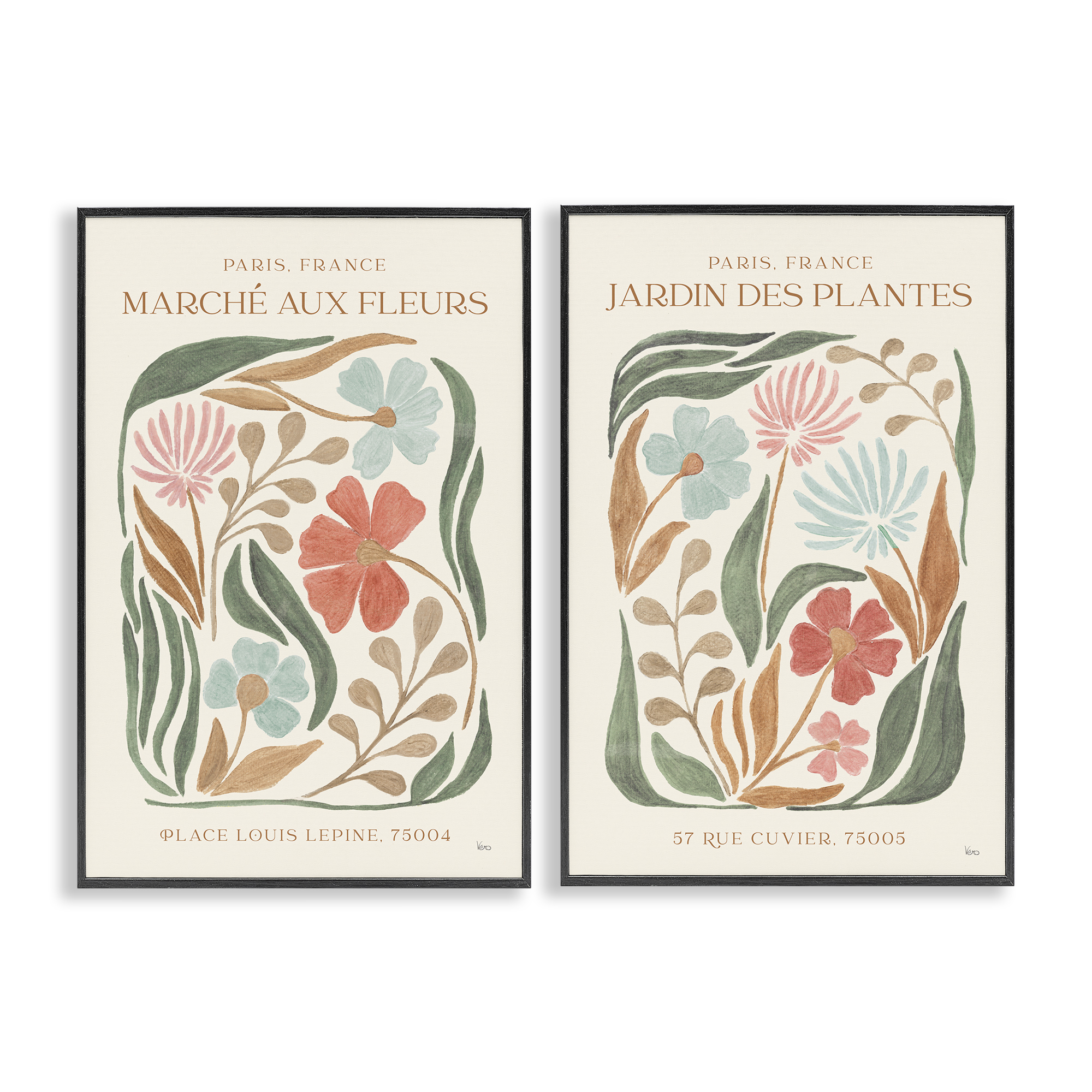 Stupell Industries French Flower Garden Market Plants & Flowers Painting Black Framed Art Print Wall Art, 16 x 24, Set of 2