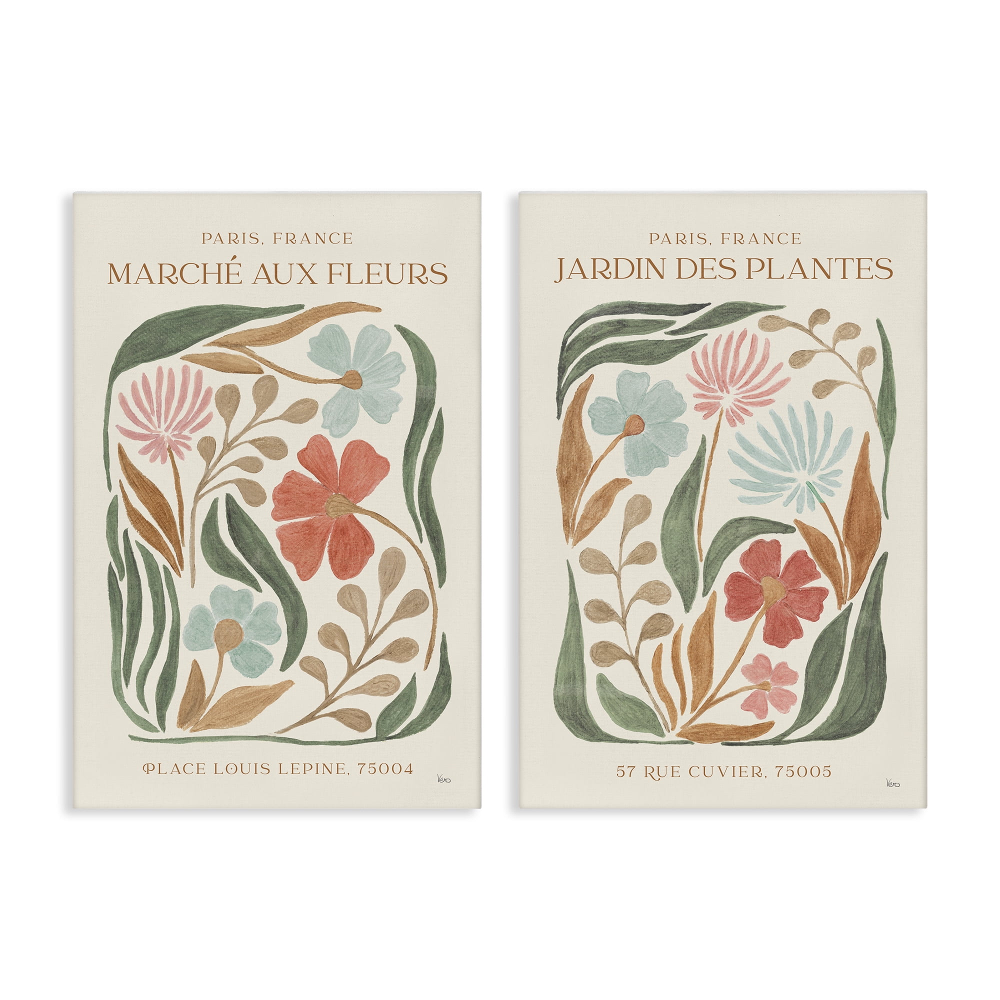 Stupell Industries French Flower Garden Market Plants & Flowers Painting Wrapped Canvas Art Print Wall Art, 16 x 24, Set of 2