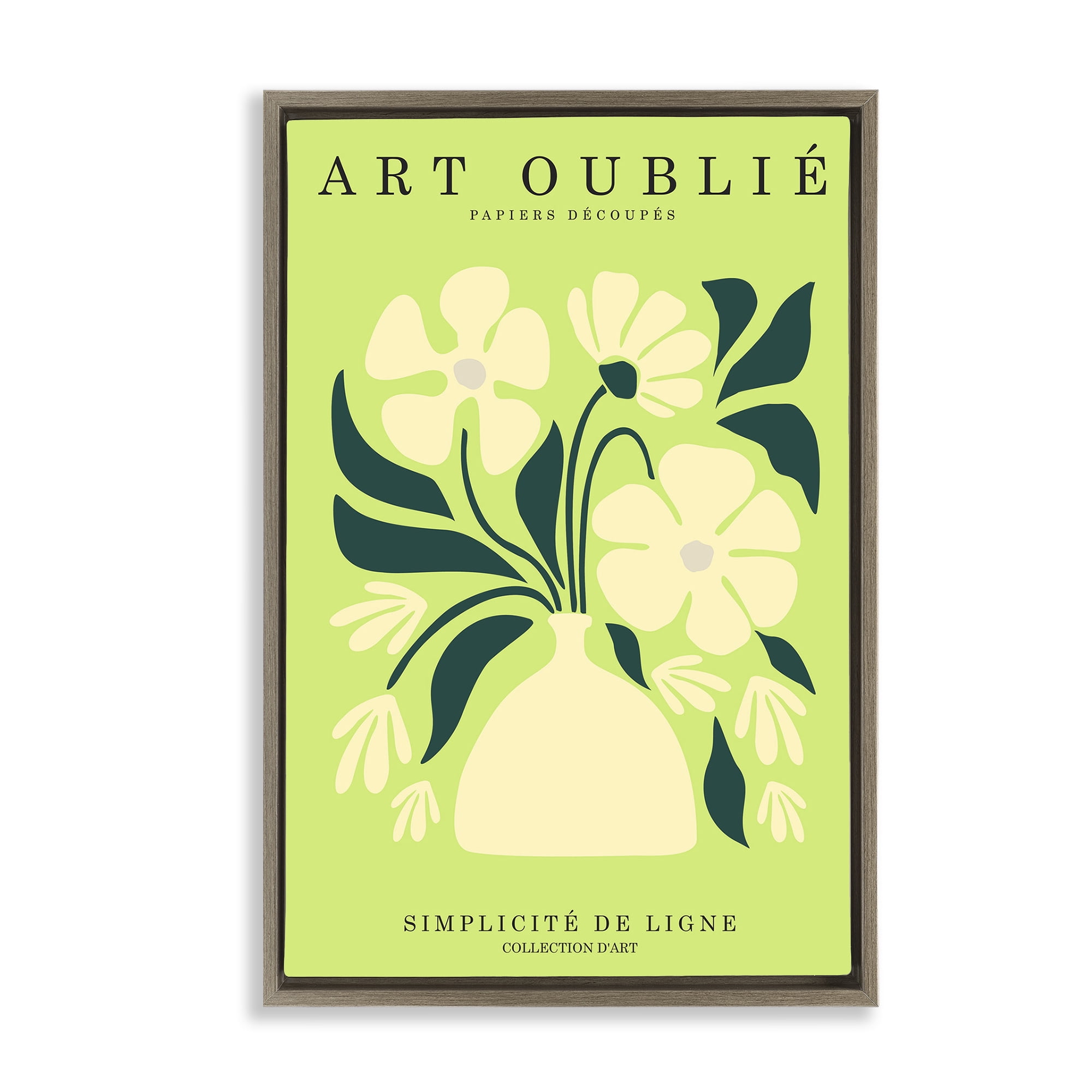 Stupell Industries French Gallery Bouquet Typography Painting Brown Floater Framed Art Print Wall Art, 21 x 31