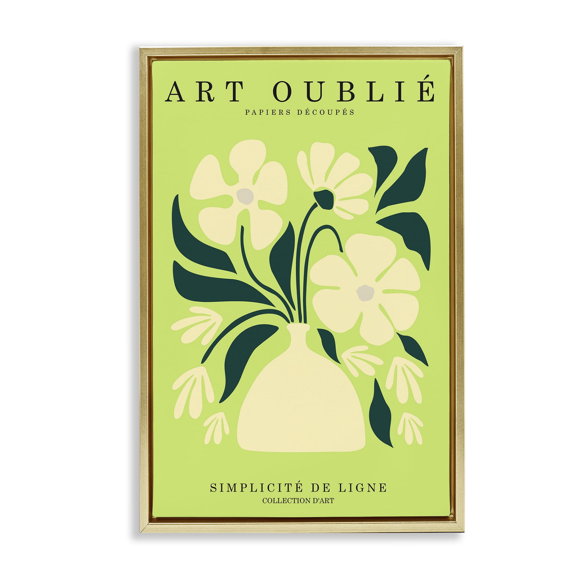 Stupell Industries French Gallery Bouquet Typography Painting Gold Floater Framed Art Print Wall Art, 17 x 25